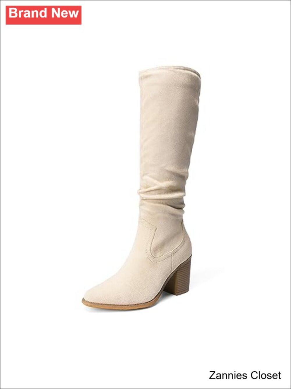 ✨Dream Pairs Women's Slouchy Knee-High Chunky Heel Suede-Like Boots
